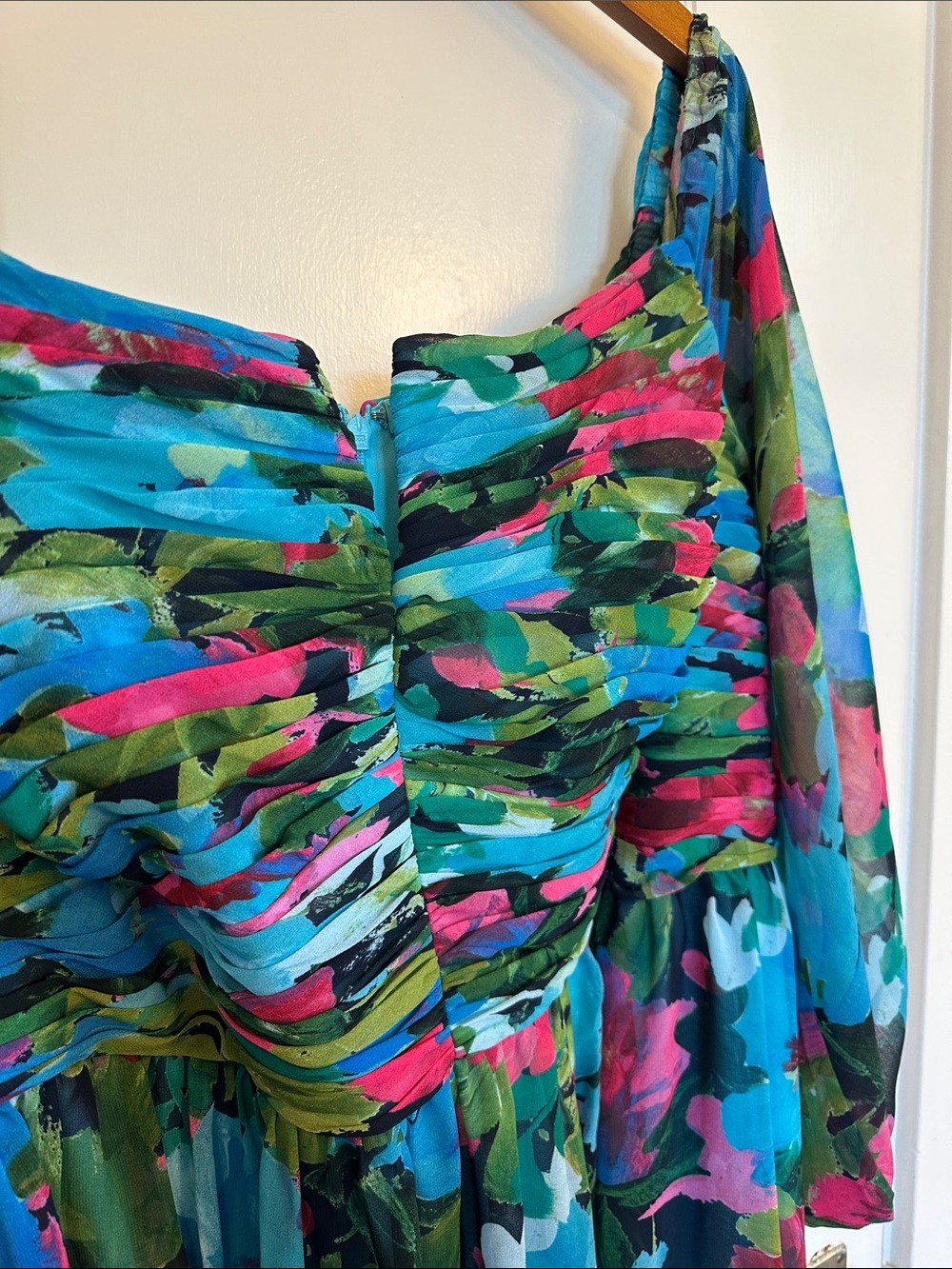XSCAPE Plus Size Off the Shoulder Printed Gown - Wedding Guest Dress - 16W - Picture 12 of 17